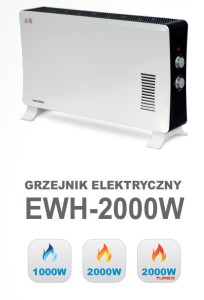Grzejnik elektryczny, konwektorowy przenośny z nawiewem, Warmtec EWH-2000W, gwarancja door-to-door